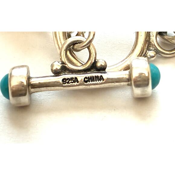 QVC Turquoise & Sterling Silver 925 Station Link Bracelet – Excellent - Picture 5 of 7